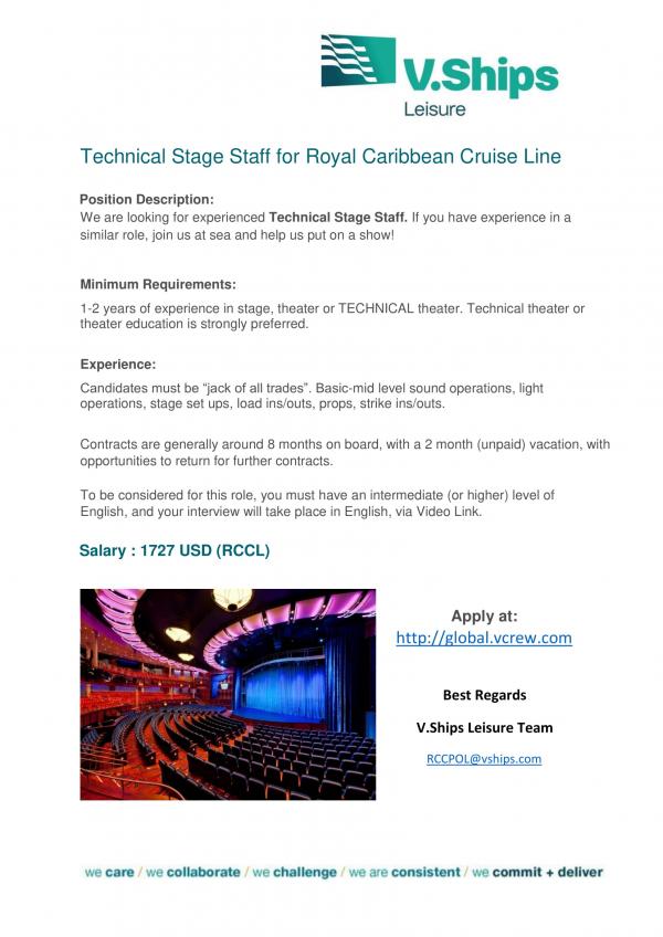 Technical Stage Staff for Royal Caribbean Cruise Line 1